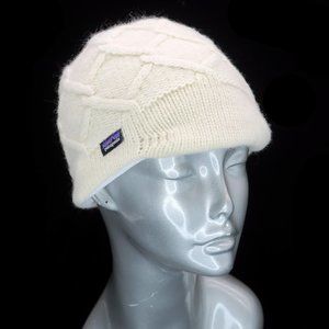 Patagonia Honeycomb Knit Beanie Hat Ivory Merino Wool Blend Women's One Size